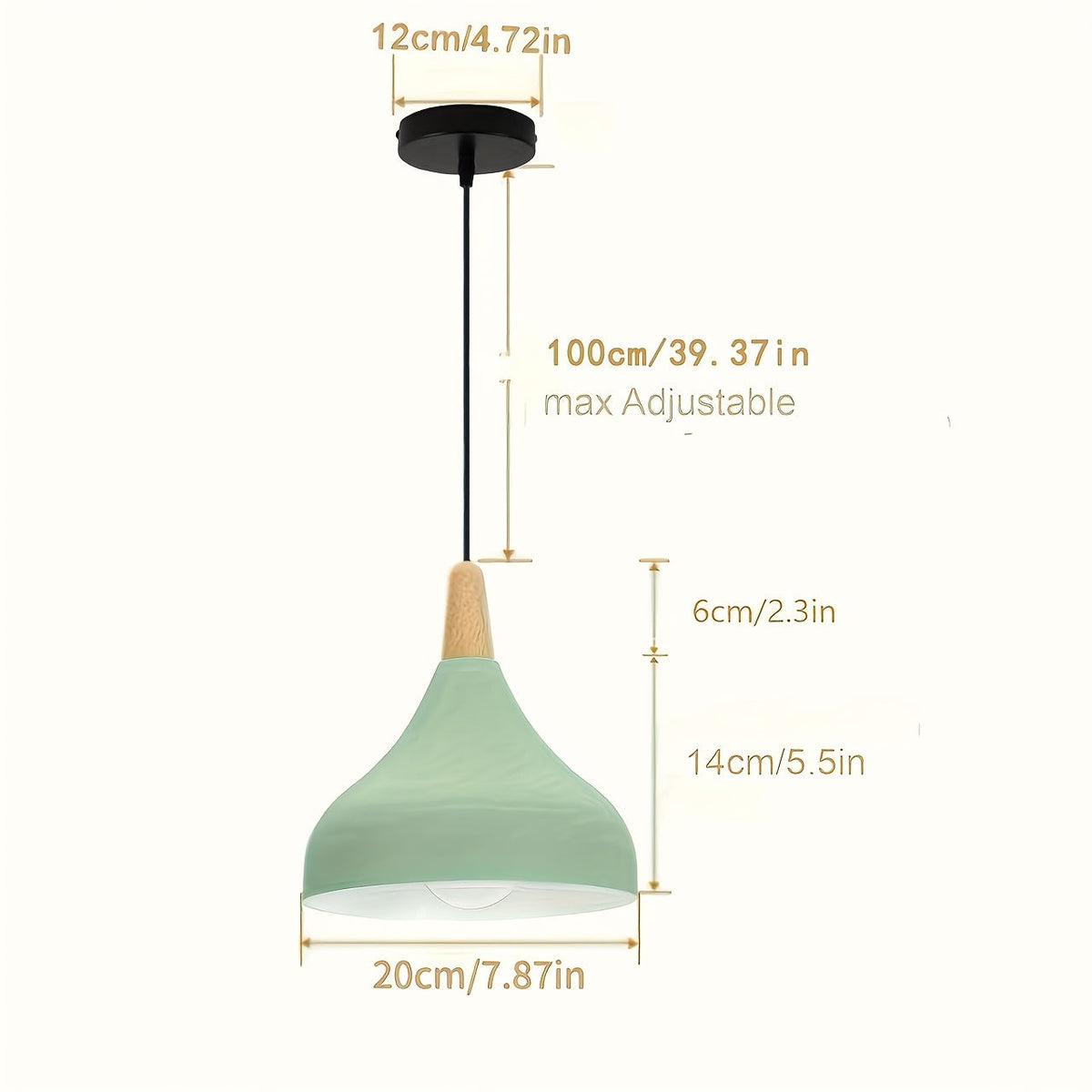 Lámpara Colgante en Forma de Gota de Metal y Madera
