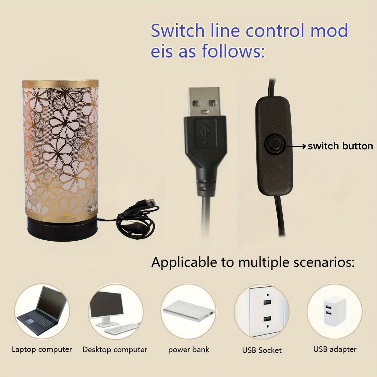 Lámpara de Mesa USB Floral Nórdica con Pantalla de Girasol