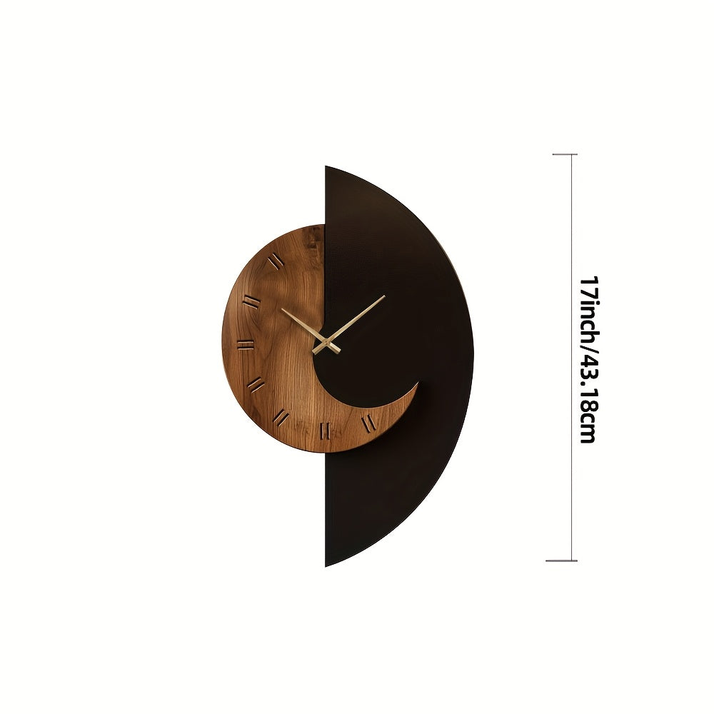 Reloj de Pared de Madera en Forma de Media Luna Silencioso