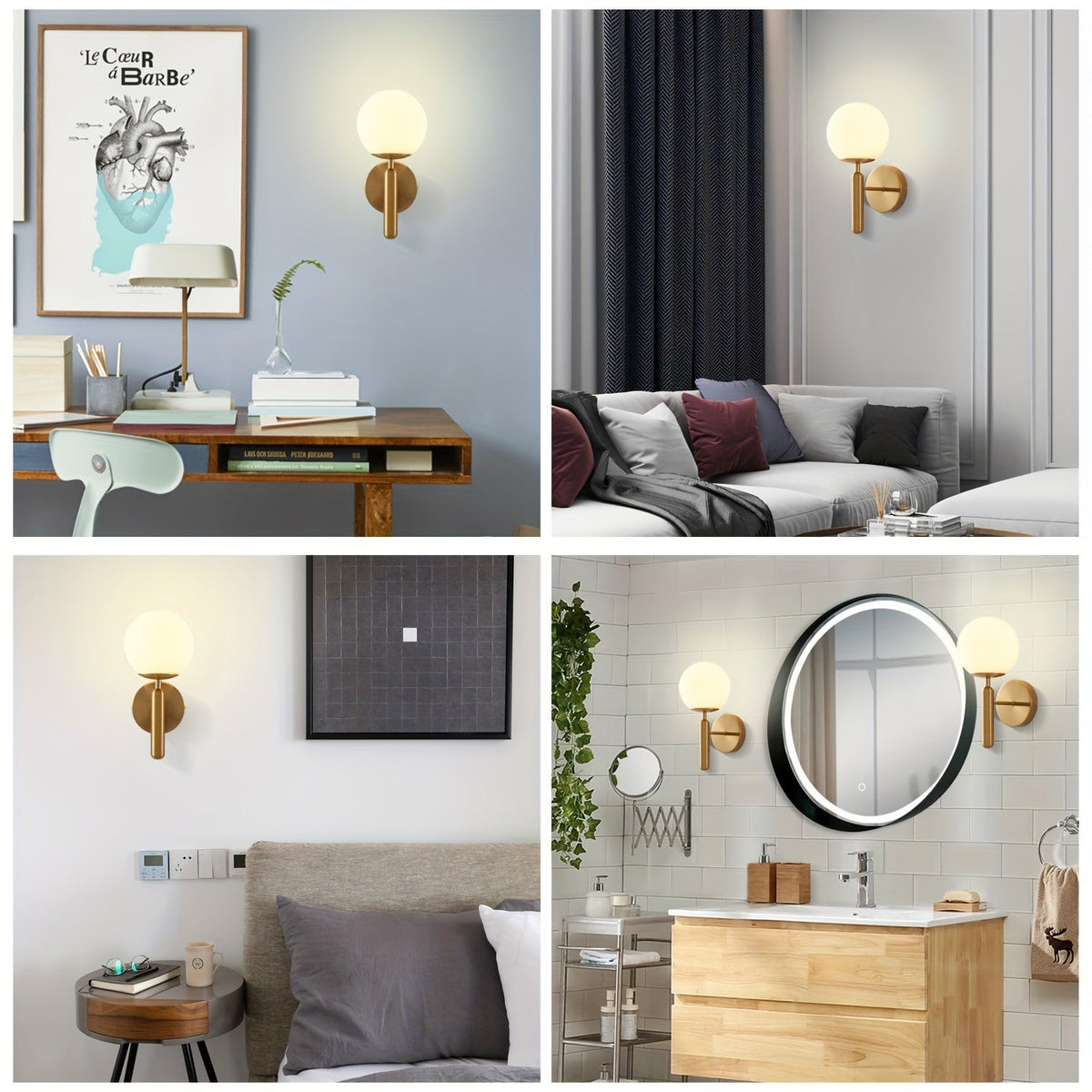 Aplique de Pared de Vidrio y Metal Moderno para Dormitorio