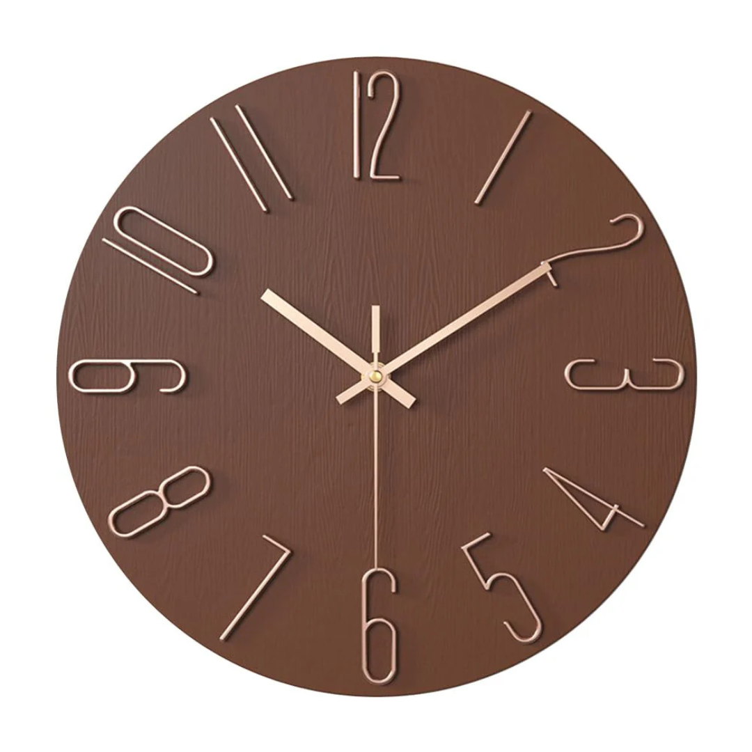 Reloj de Pared Noble Minimalista con Detalles Dorados