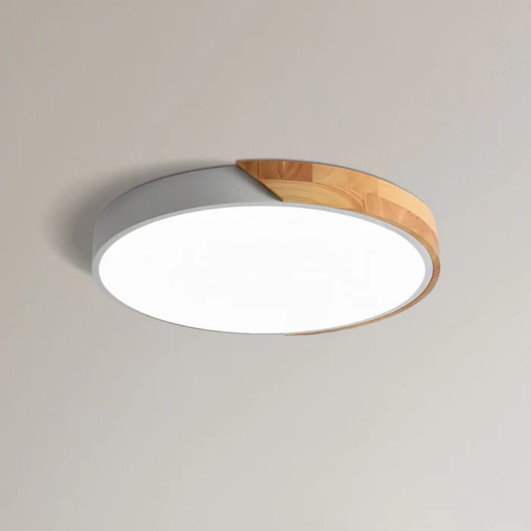 Plafón LED Nórdico de Madera, 6 Colores y 3 Tamaños Moderno