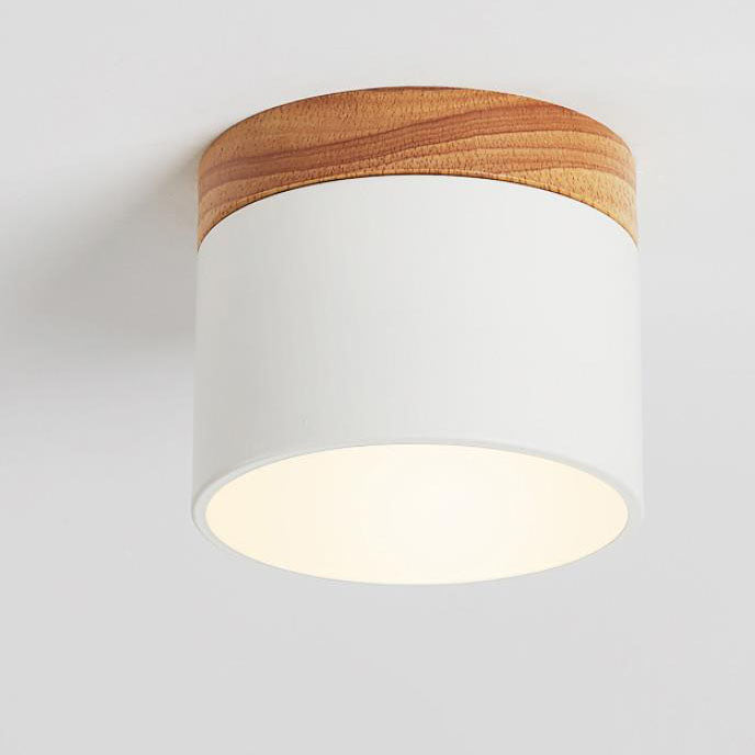 Plafón LED Macaron Escandinavo con Madera en 7 Colores