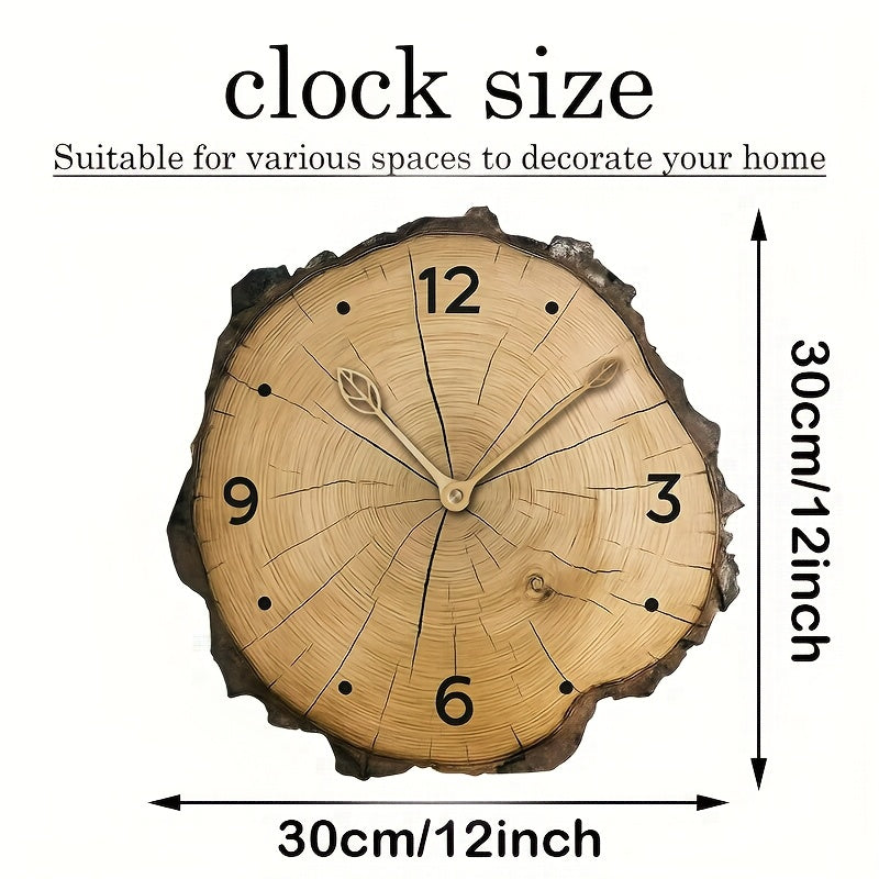 Reloj de Pared Rústico Efecto Rodaja de Tronco de Madera
