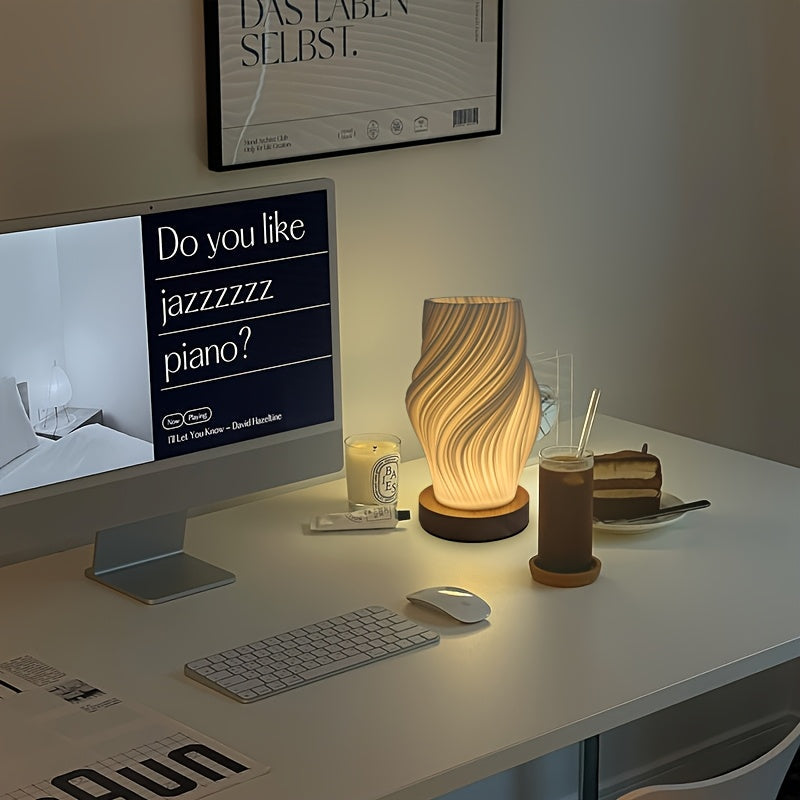 Lámpara de Mesa LED en Espiral Moderna Regulable Escultórica