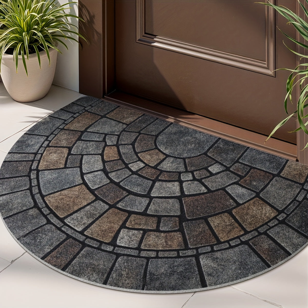 Felpudo de Media Luna con Mosaico para Interior y Exterior