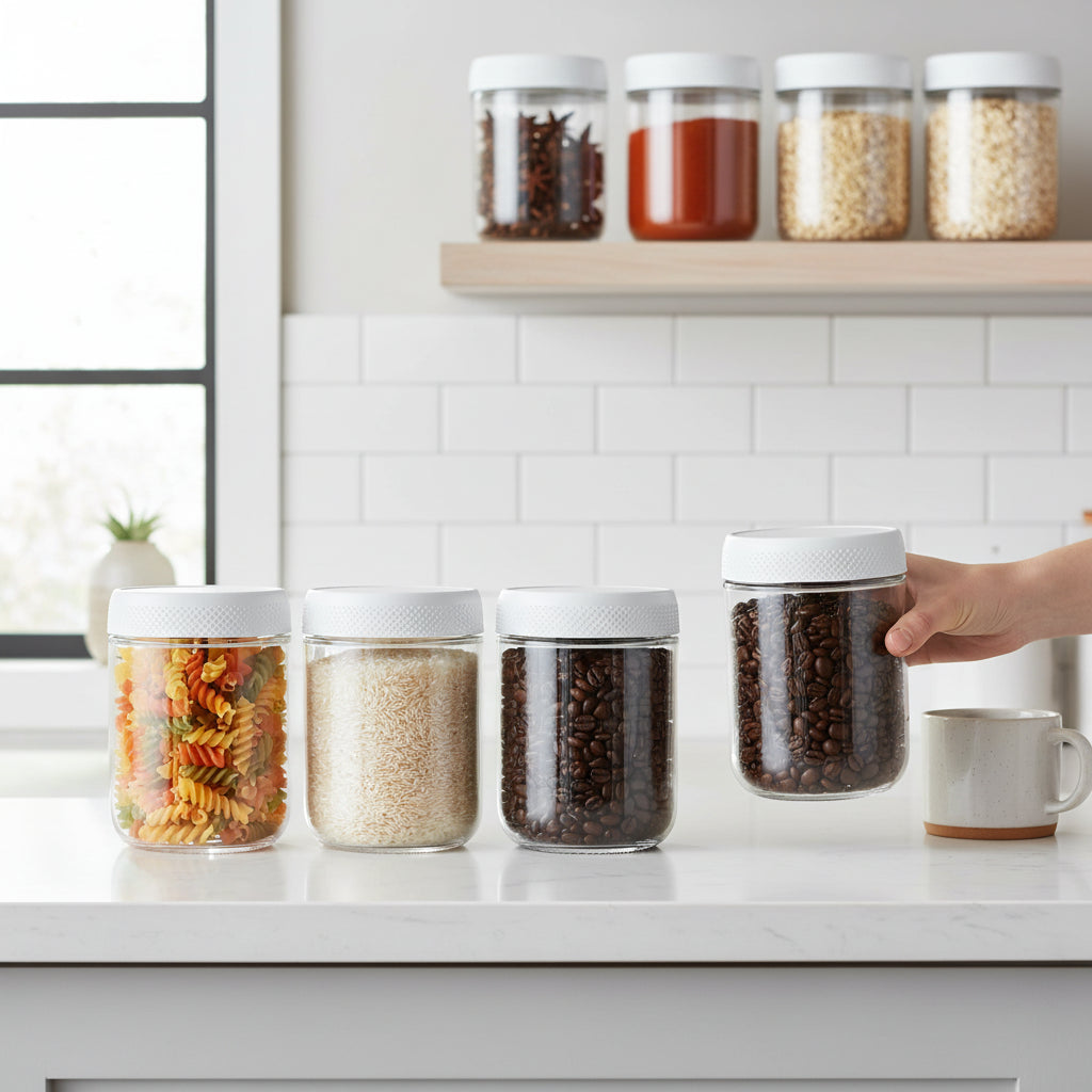 Tarros de Vidrio Herméticos Apilables para Alimentos