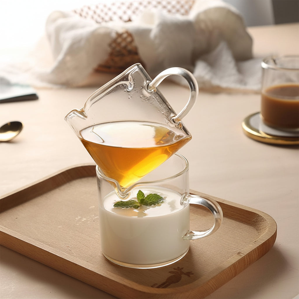 Taza de Espresso Medidora de Vidrio Borosilicato Doble Pico