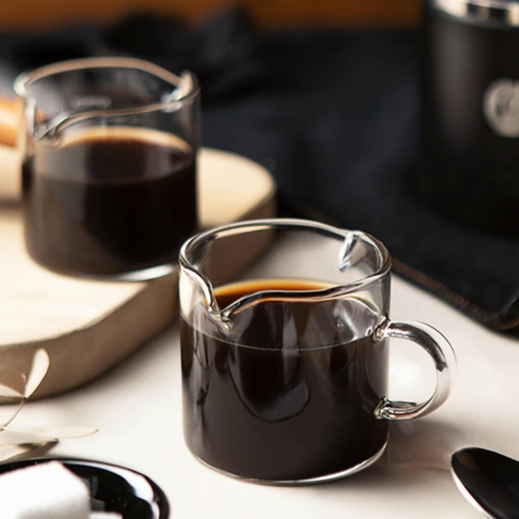 Taza de Espresso Medidora de Vidrio Borosilicato Doble Pico