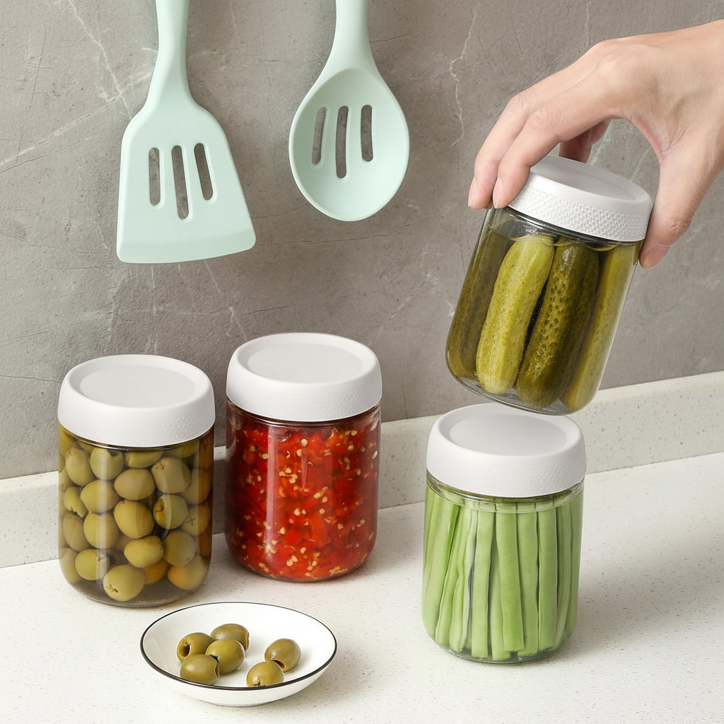 Tarros de Vidrio Herméticos Apilables para Alimentos