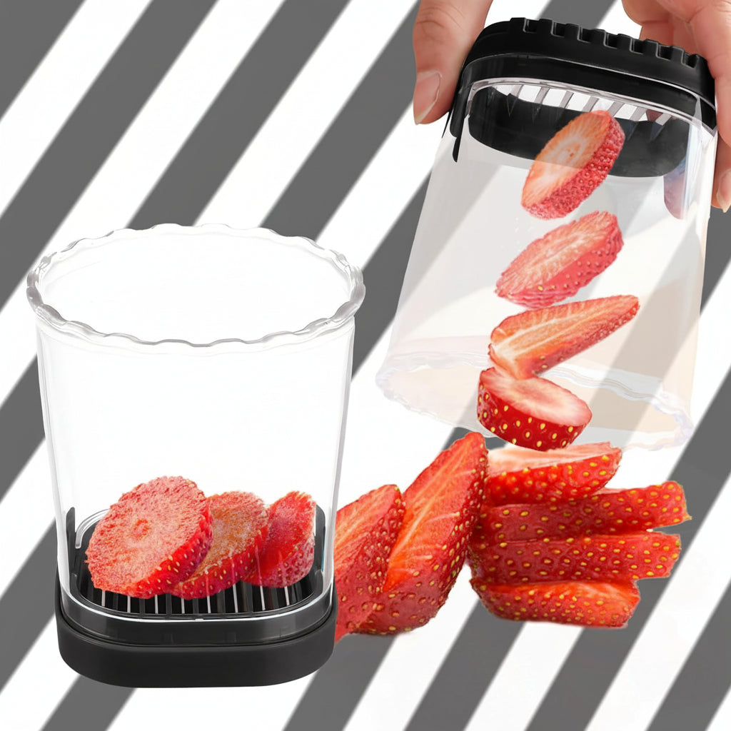 Cortador de Fresas y Frutas de Acero Inoxidable 8 Cuchillas