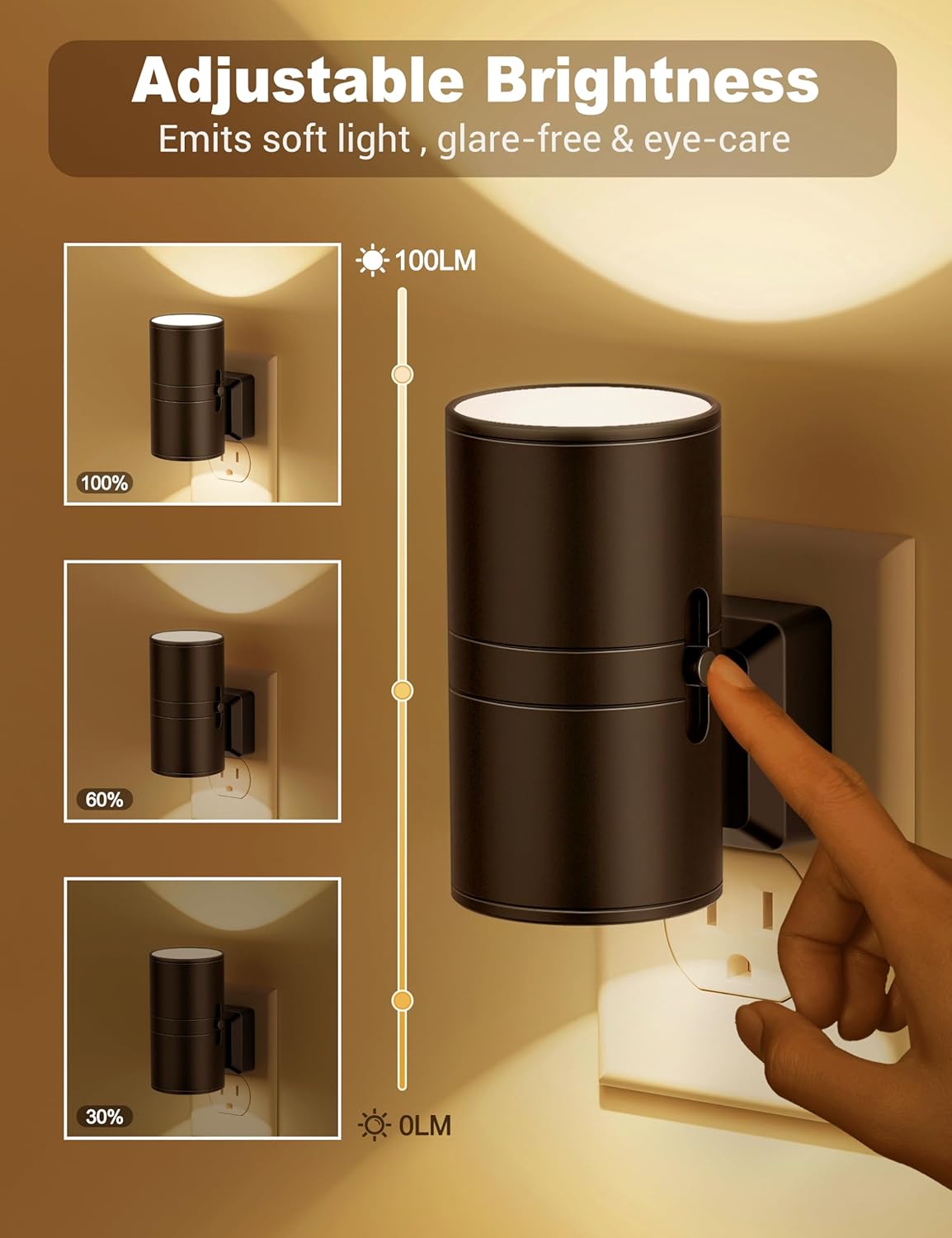 Luz Nocturna LED NightNova de Enchufe con Sensor Regulable