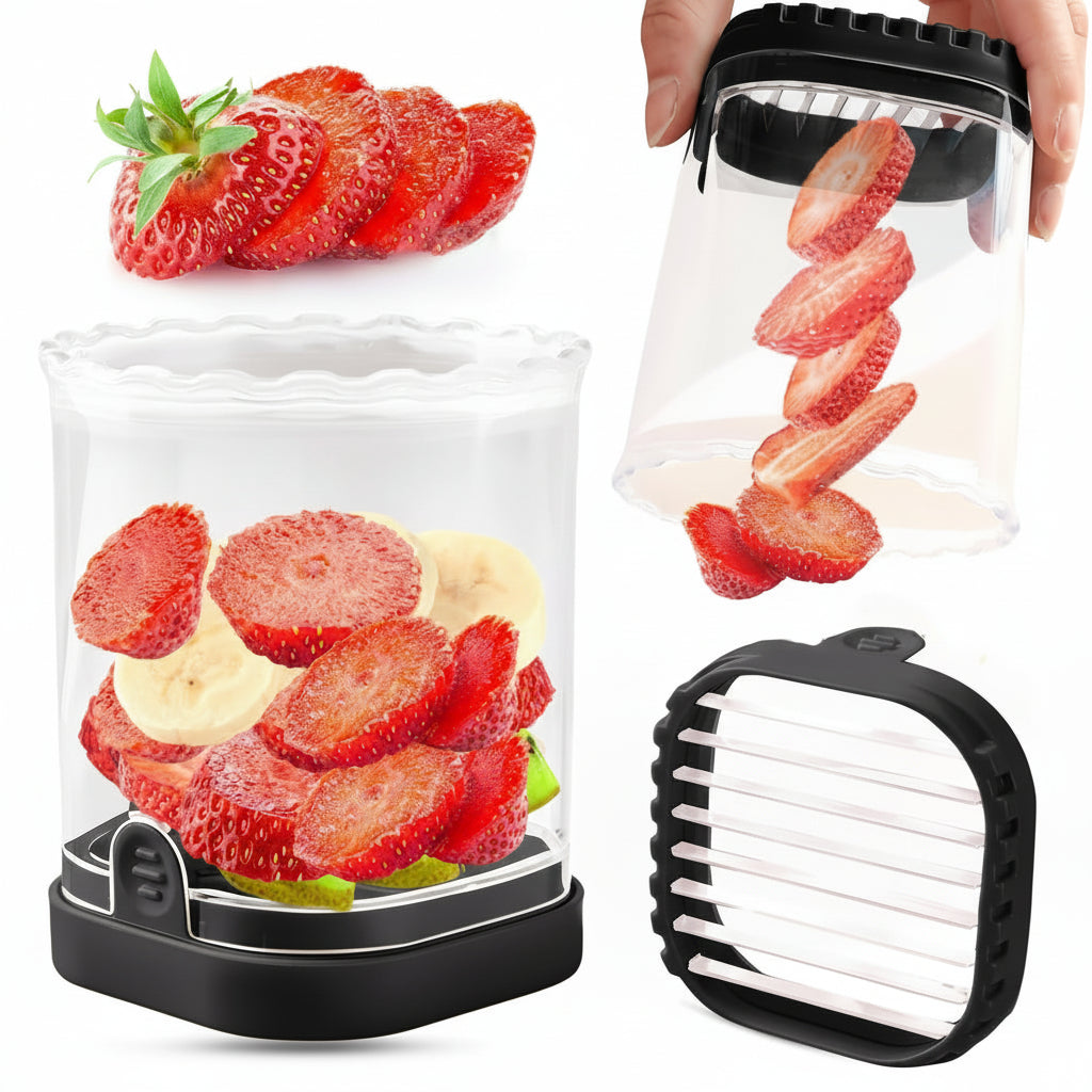Cortador de Fresas y Frutas de Acero Inoxidable 8 Cuchillas