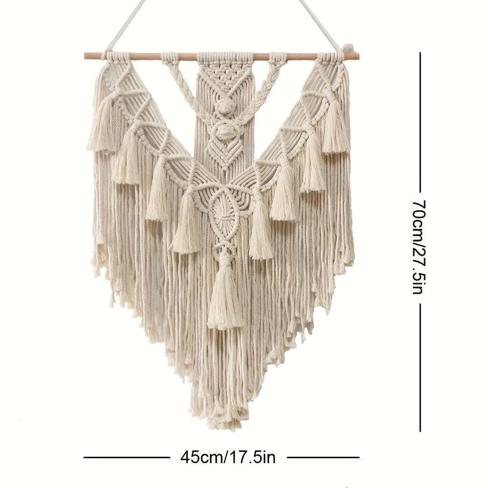 Tapiz de Pared de Macramé Bohemio Tejido a Mano con Flecos