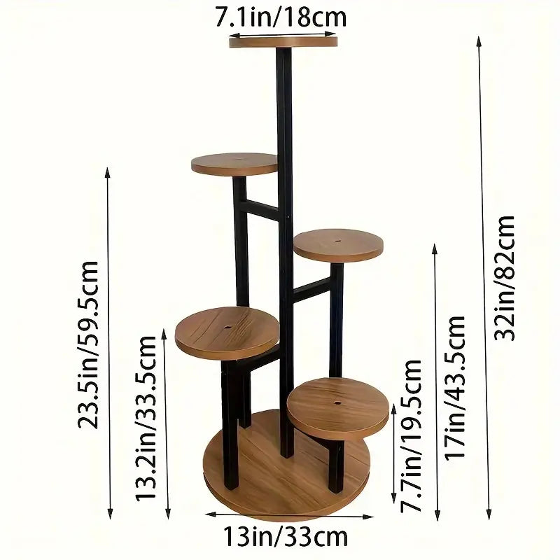 Soporte para Plantas Redondo Verdura de Madera con 6 Niveles