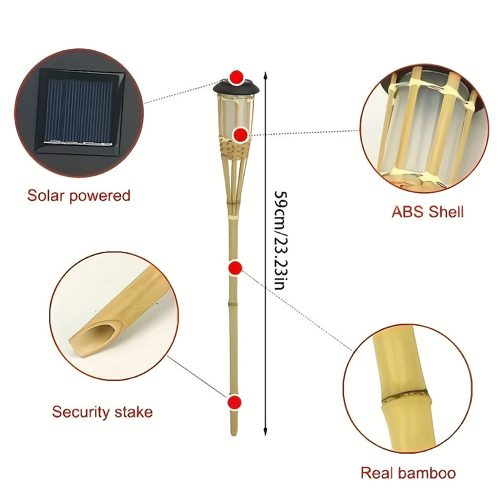 Antorchas Solares de Bambú con Efecto Llama LED Pack de 2