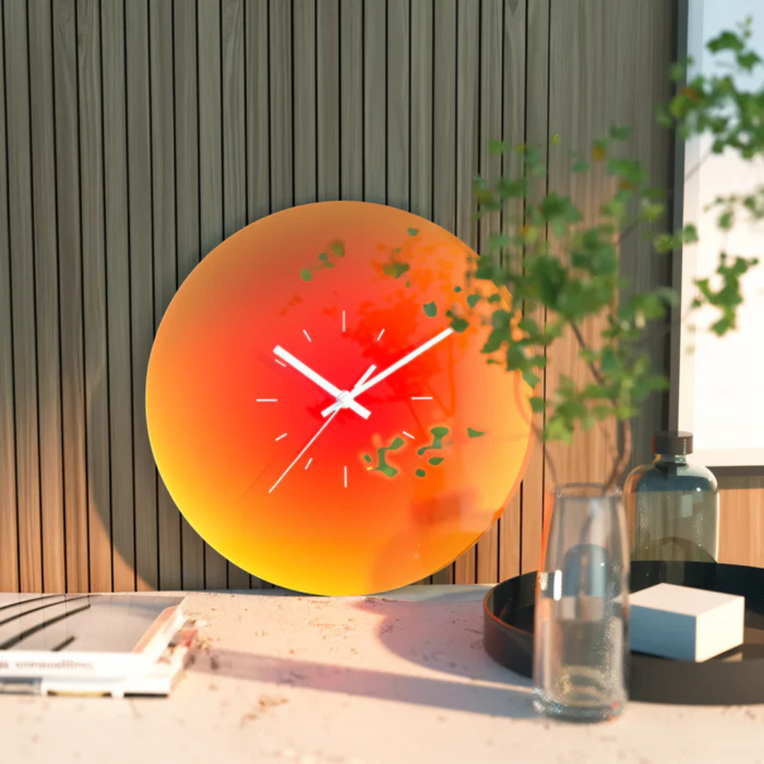 Reloj de Pared de Cristal Sunset Degradado Silencioso
