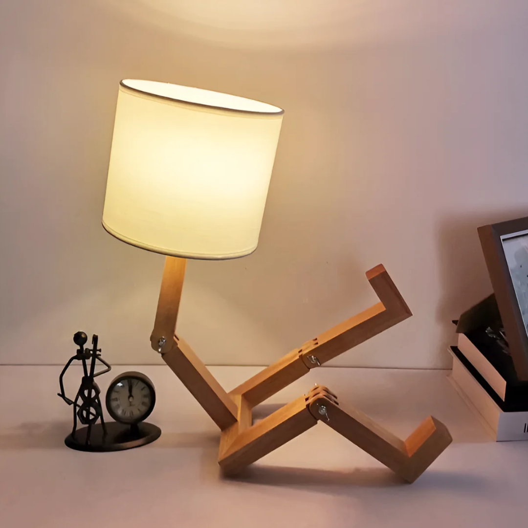 Lámpara de Mesa Rilna de Madera Maciza Flexible de Diseño