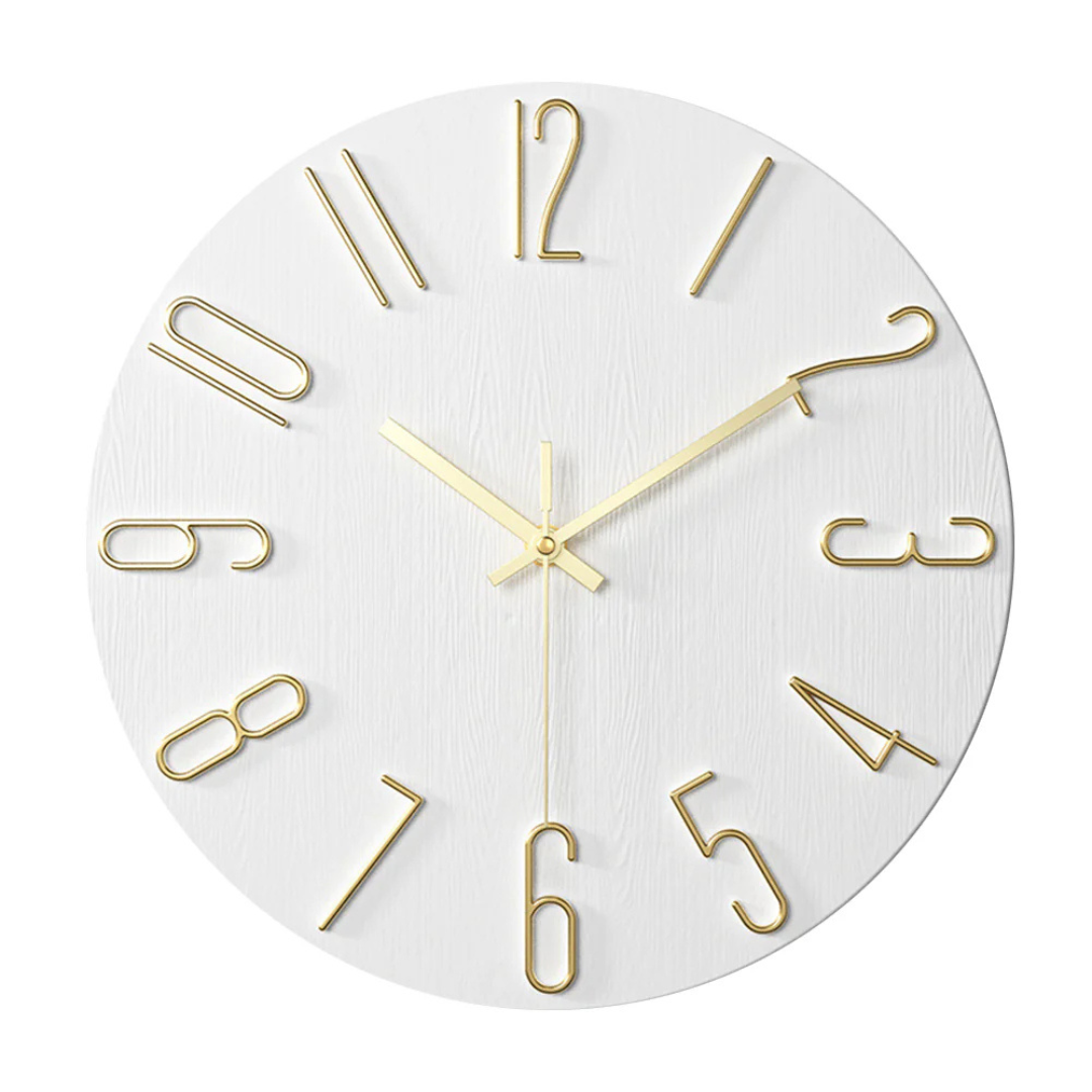 Reloj de Pared Noble Minimalista con Detalles Dorados