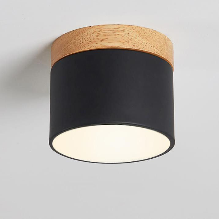 Plafón LED Macaron Escandinavo con Madera en 7 Colores