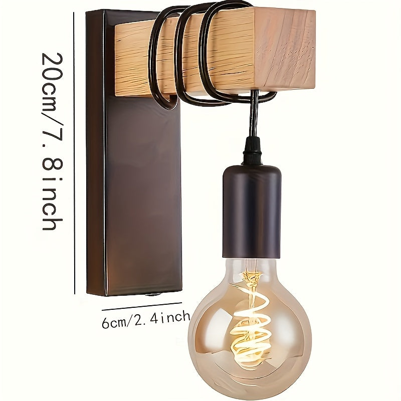 Aplique de Pared Industrial Moderno E27 Metal y Madera