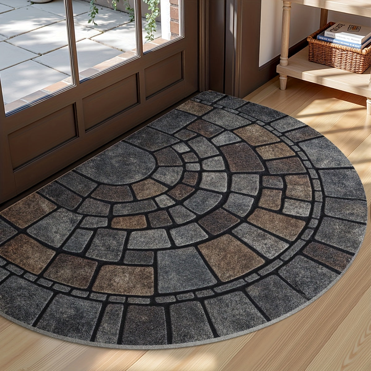 Felpudo de Media Luna con Mosaico para Interior y Exterior