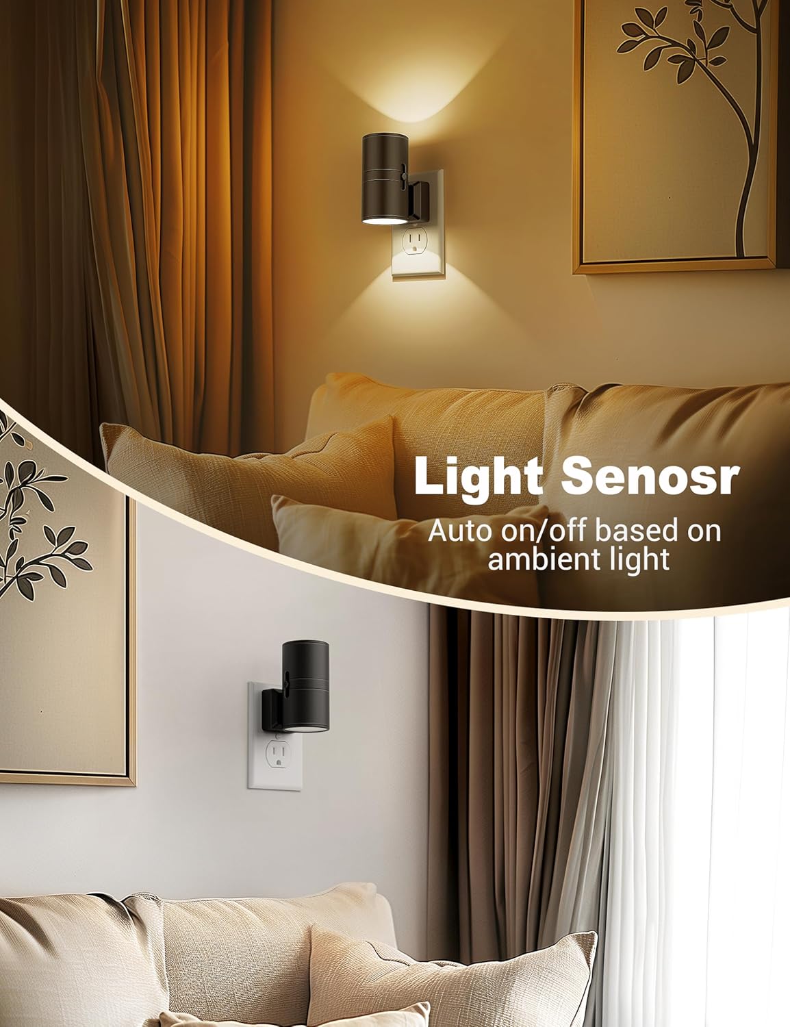 Luz Nocturna LED NightNova de Enchufe con Sensor Regulable