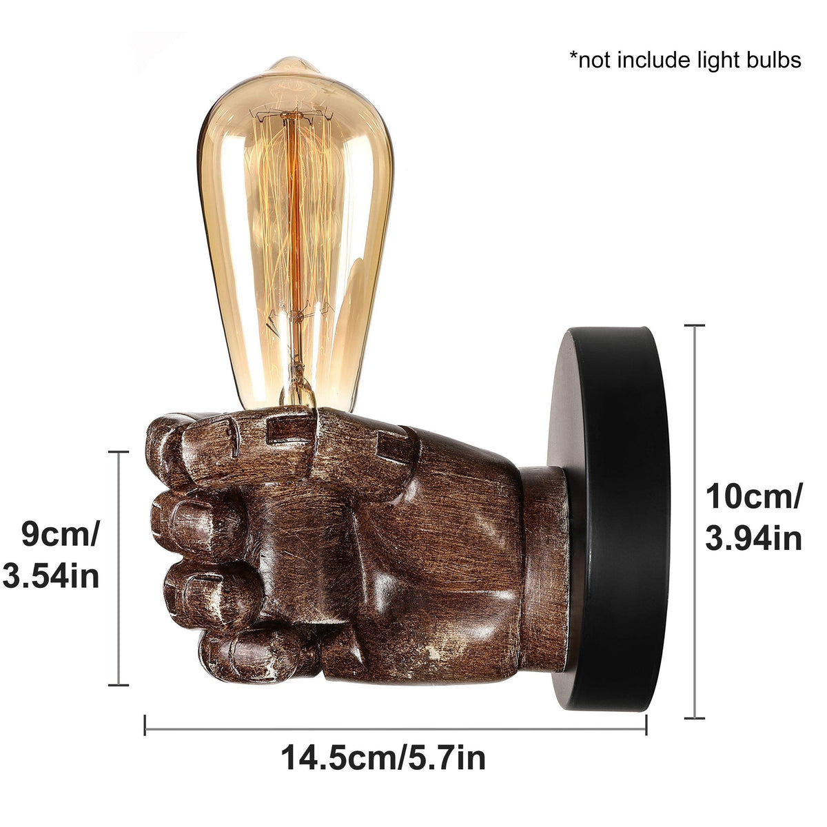 Lámpara de Pared con Forma de Mano de Resina Industrial