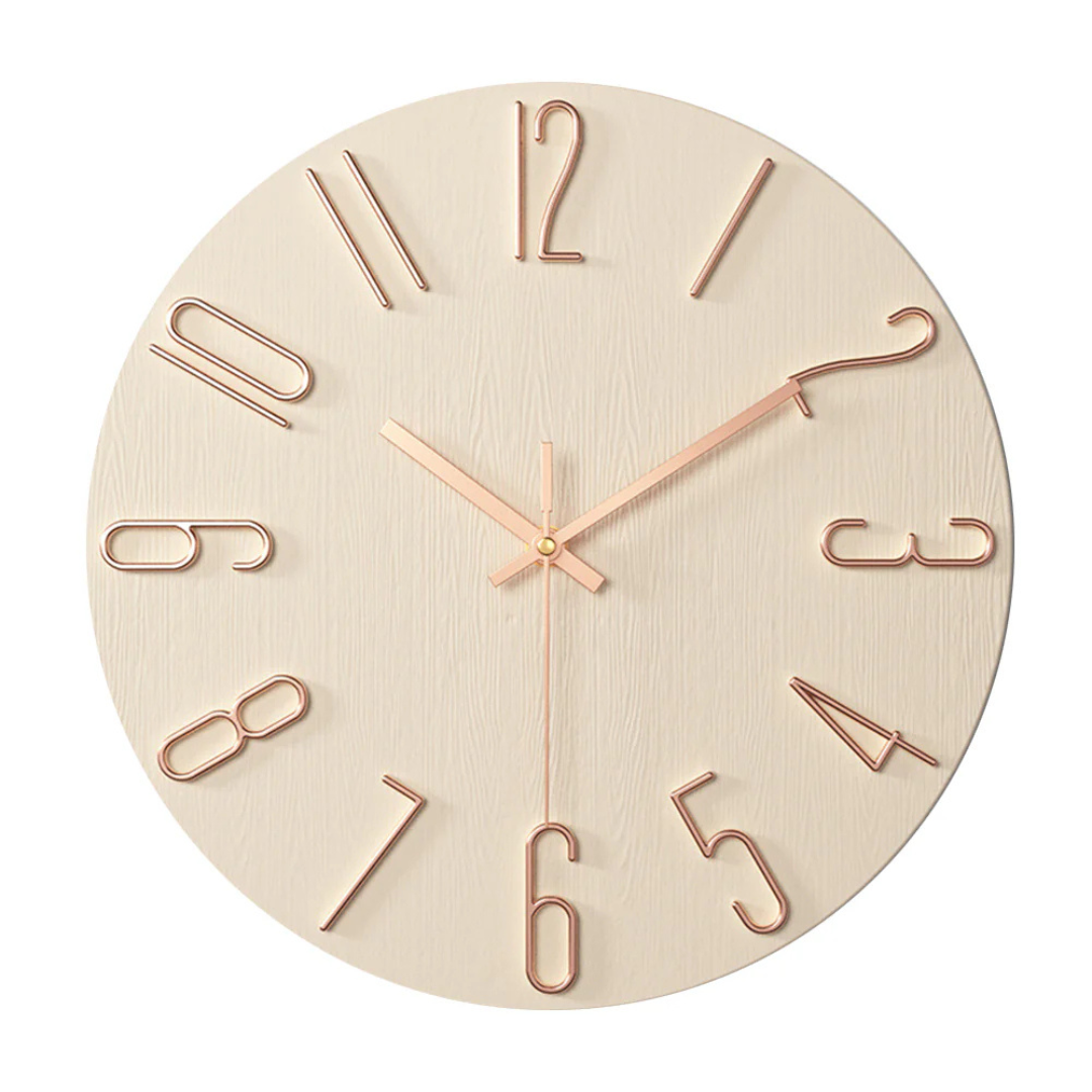 Reloj de Pared Noble Minimalista con Detalles Dorados