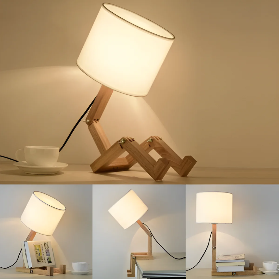 Lámpara de Mesa Rilna de Madera Maciza Flexible de Diseño