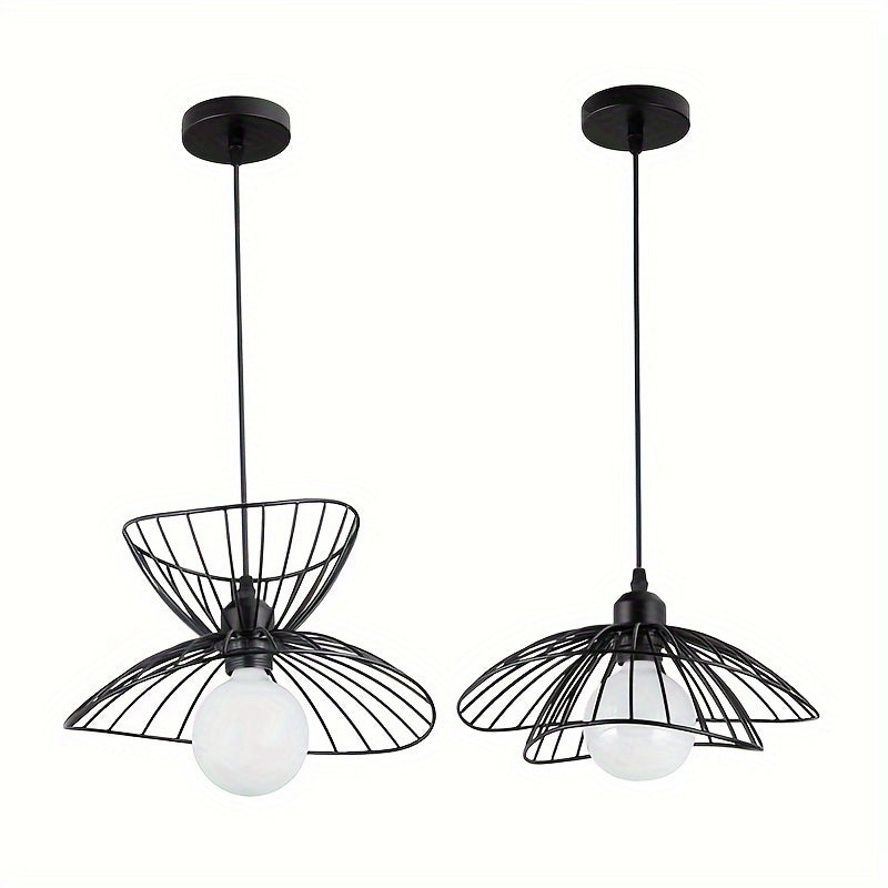 Lámpara Colgante Retro Negra Industrial de Metal y Alambre