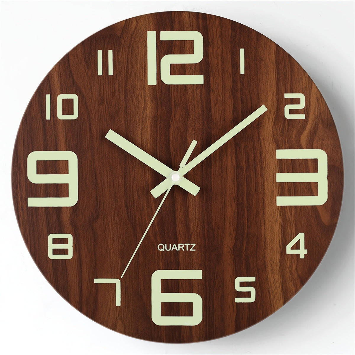 Reloj de Pared de Nogal Luminoso que Brilla en la Oscuridad