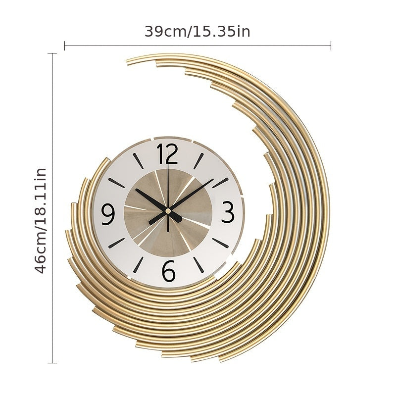 Reloj de Pared 3D de Metal Media Luna Silencioso de Cuarzo