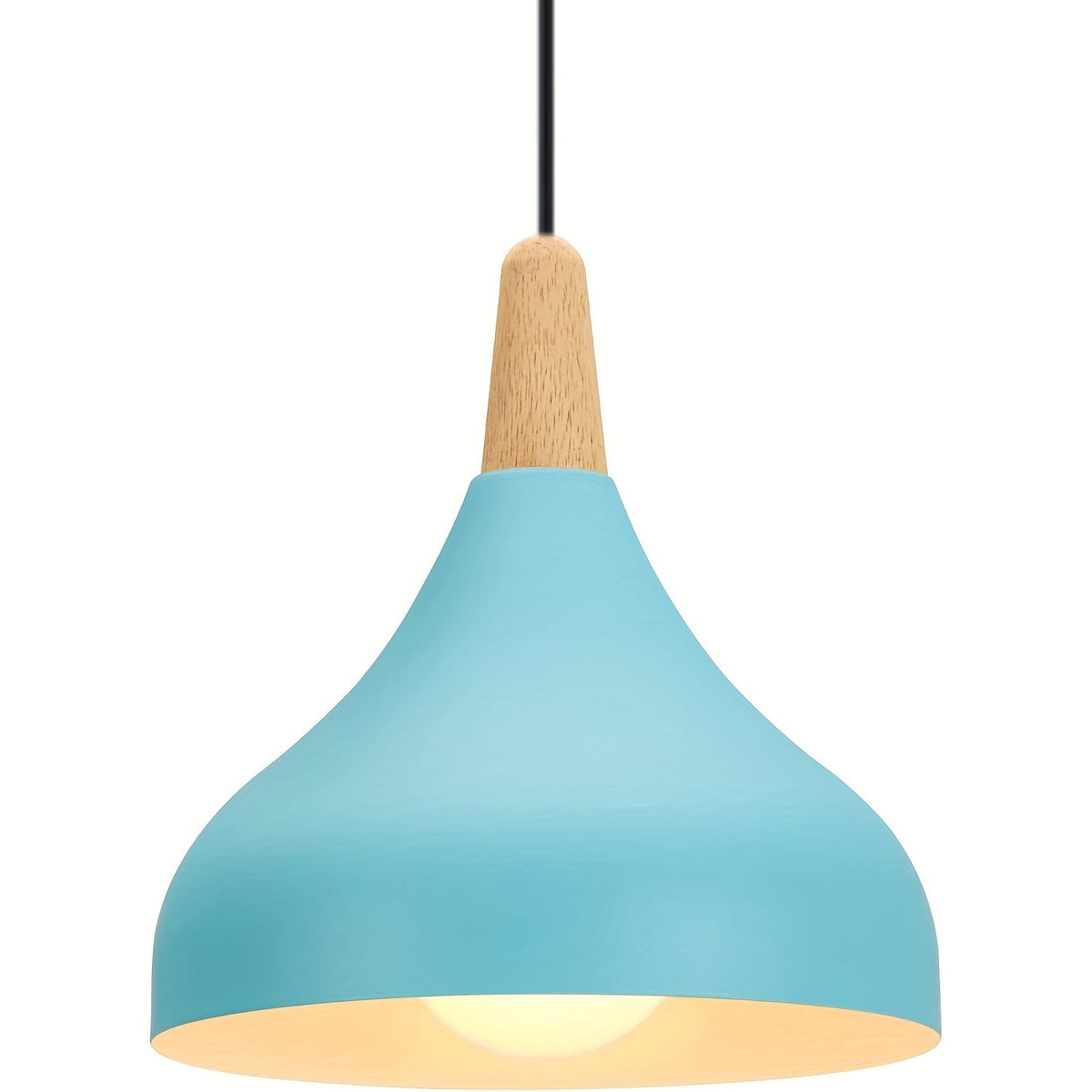 Lámpara Colgante en Forma de Gota de Metal y Madera