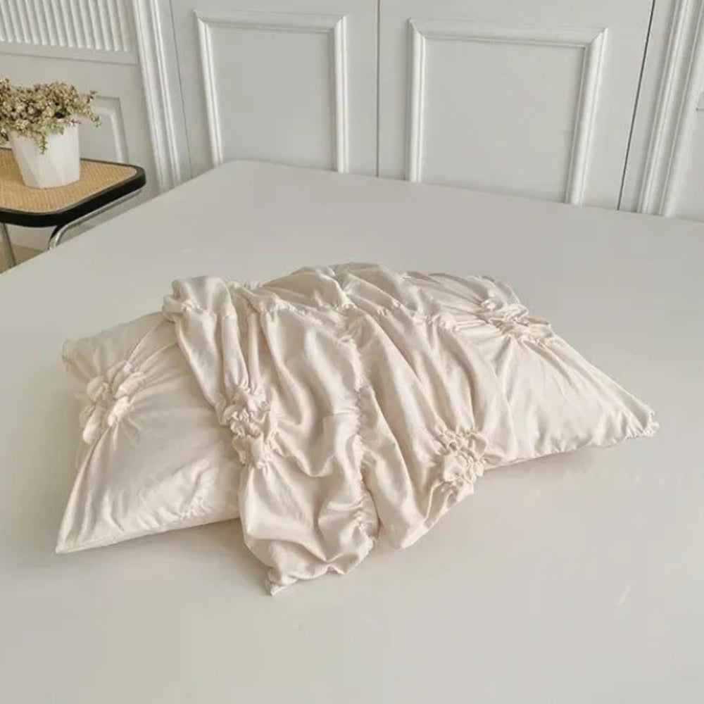 Funda Nórdica con Flores Plisadas en Relieve para Dormitorio