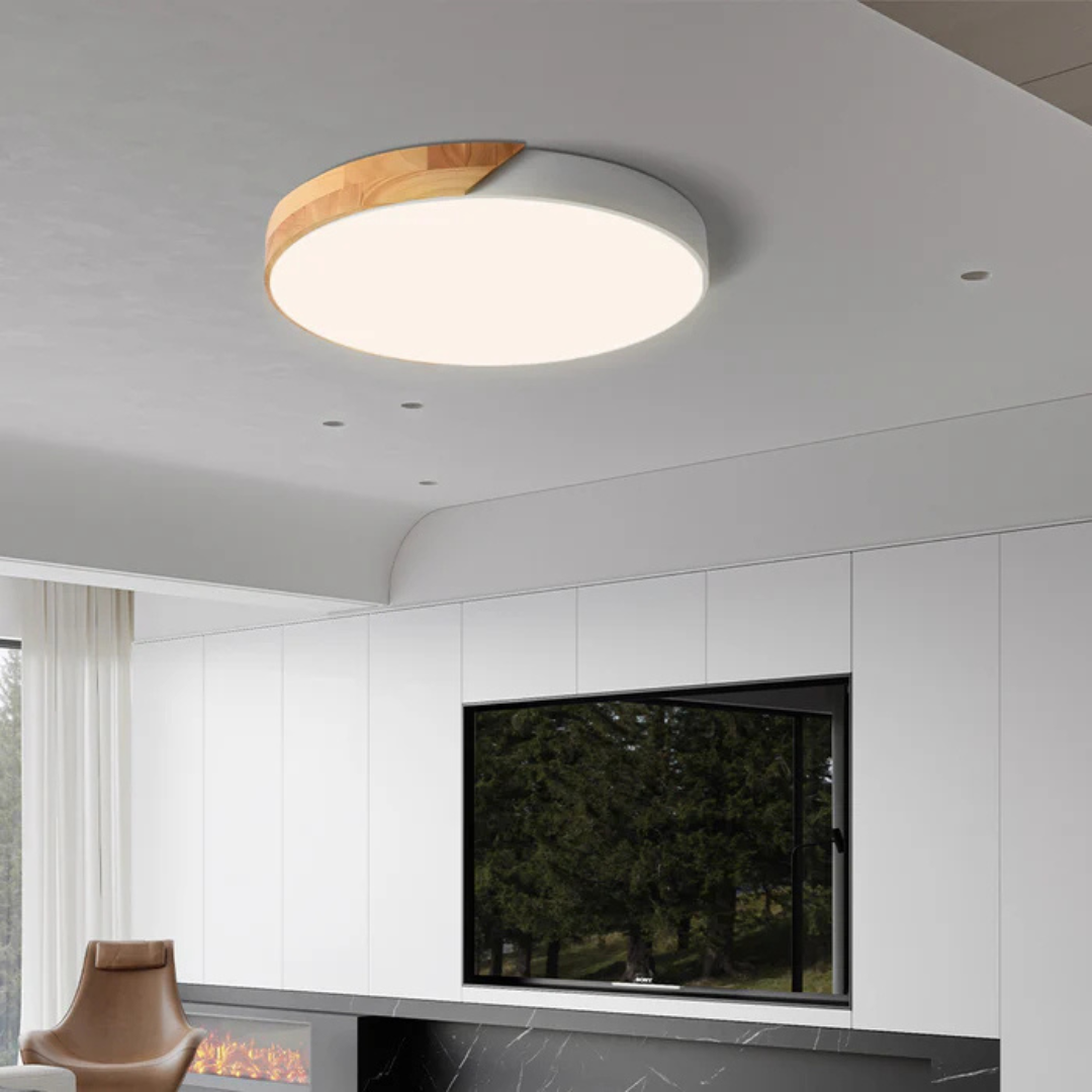 Plafón LED Nórdico de Madera, 6 Colores y 3 Tamaños Moderno