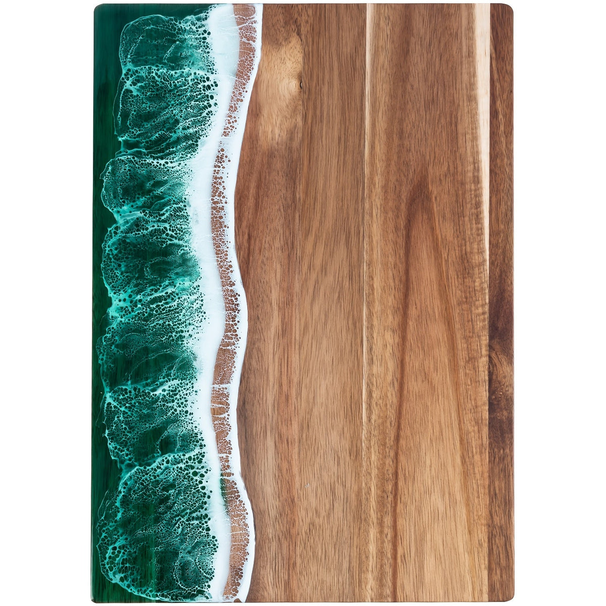 Tabla de Madera de Acacia con Resina Efecto Ola del Océano