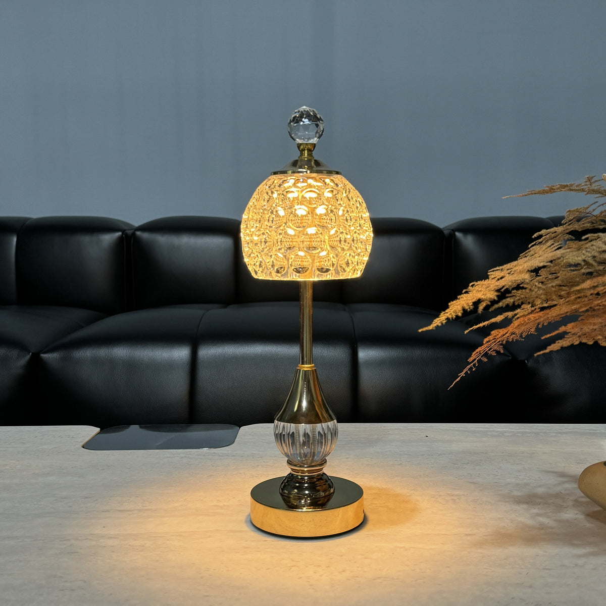 Lámpara de Mesa Crystal Touch LED Recargable Táctil Art Decó