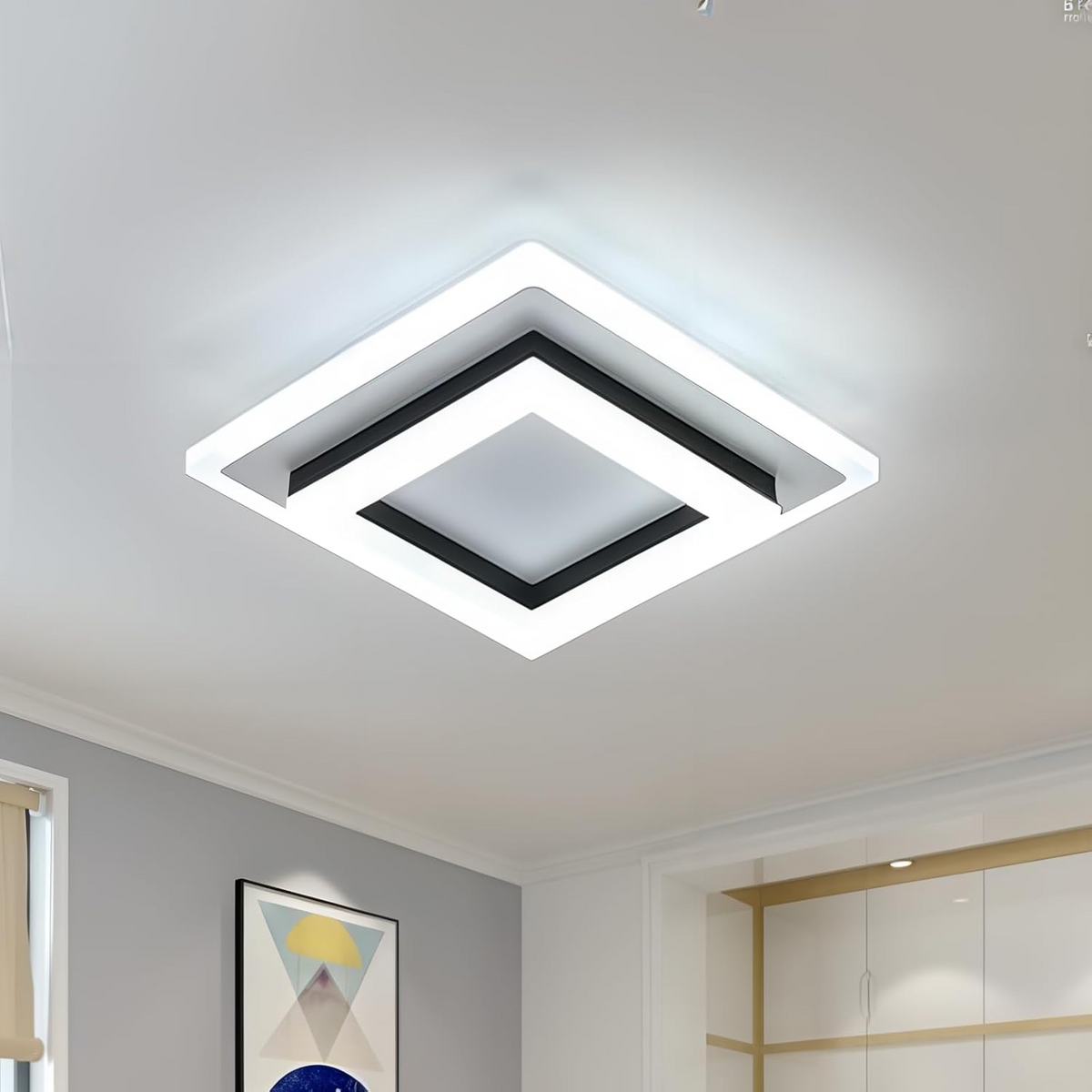 Plafón LED Cuadrado Moderno Empotrado de Acrílico y Hierro