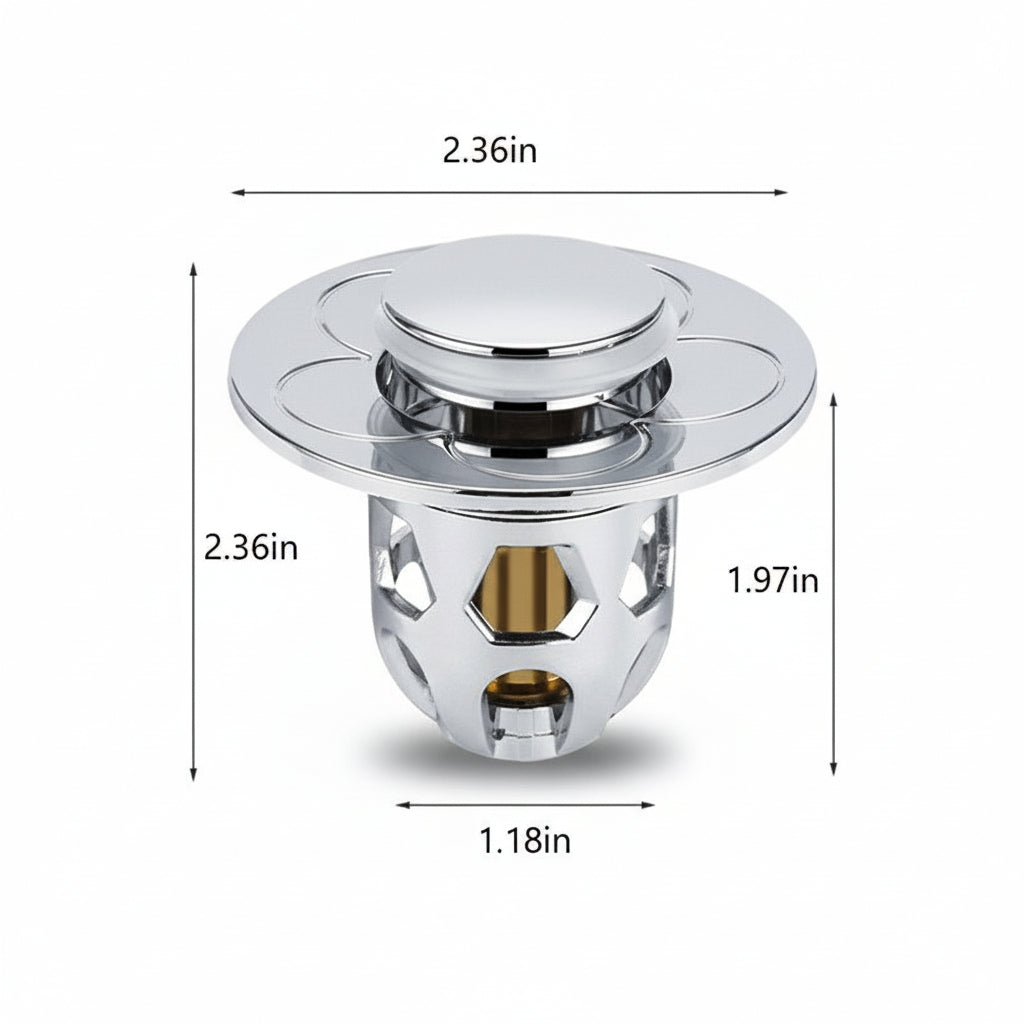 Tapón de Desagüe con Pulsador de Acero para Lavabo y Baño