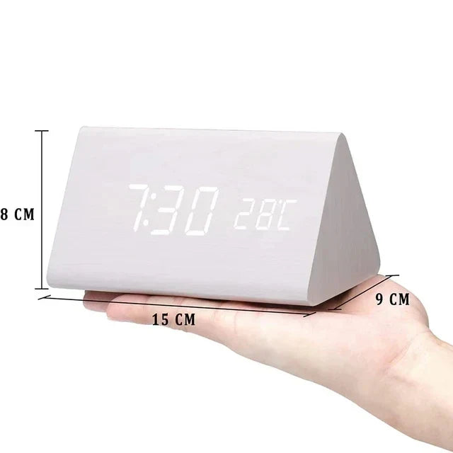 Despertador LED de Madera Inteligente con Control de Voz