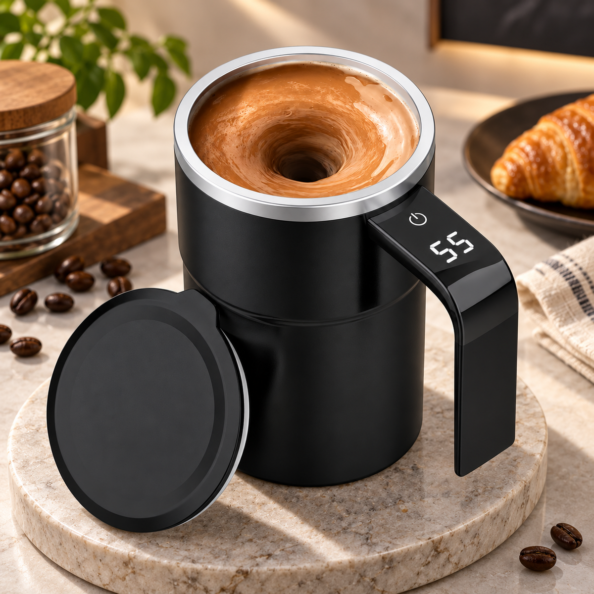 Taza Mezcladora Automática Recargable de 380 ml para Café