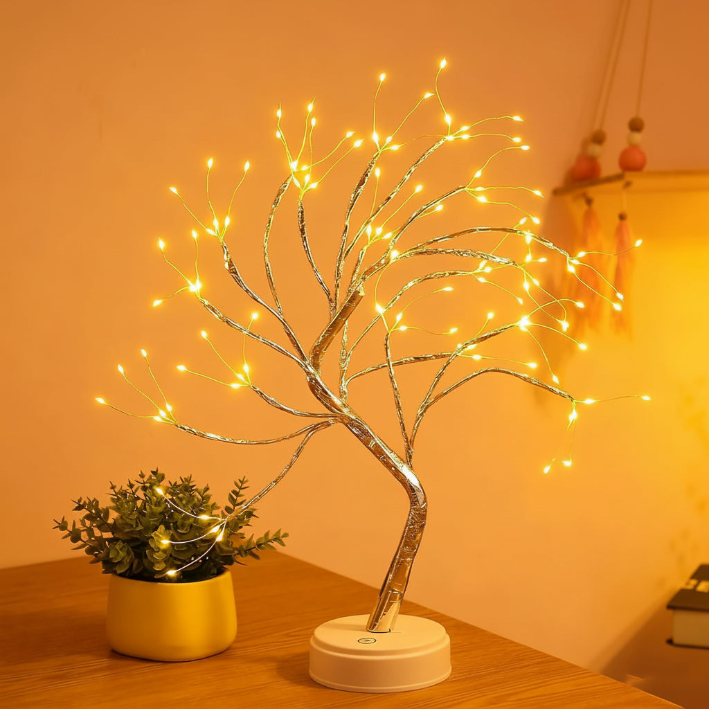 Lámpara de Mesa Árbol Bonsái con Luz LED Cálida Decorativa