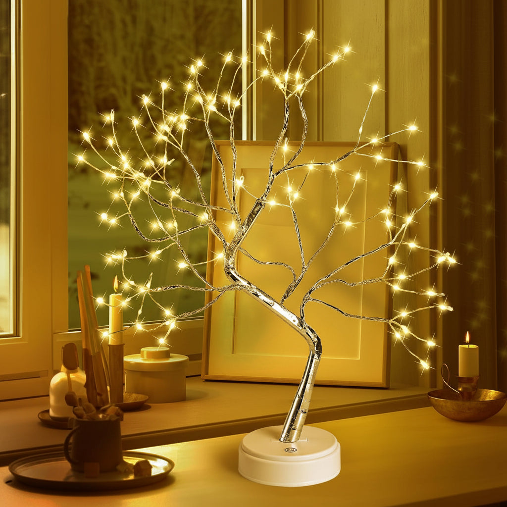 Lámpara de Mesa Árbol Bonsái con Luz LED Cálida Decorativa