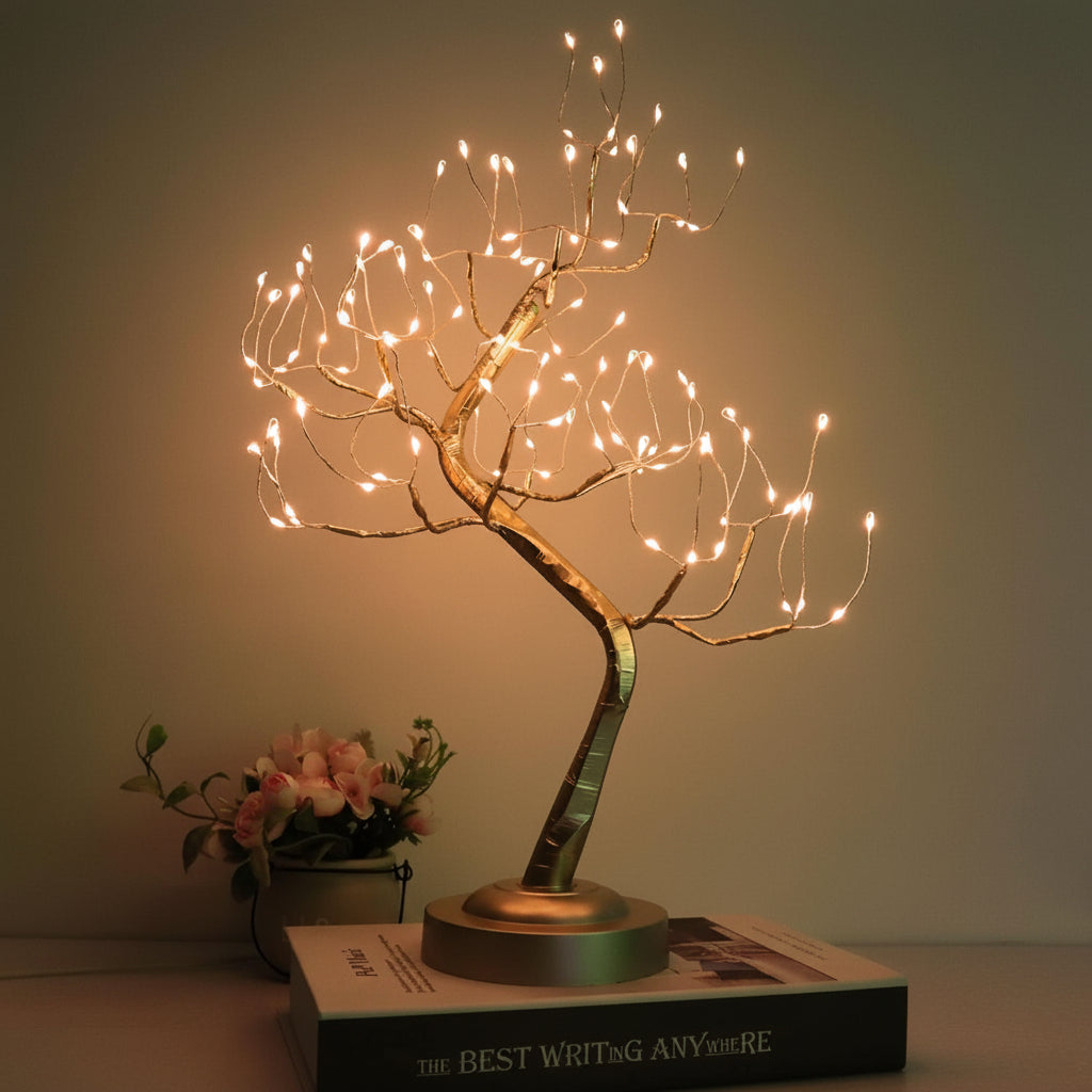 Lámpara de Mesa Árbol Bonsái con Luz LED Cálida Decorativa
