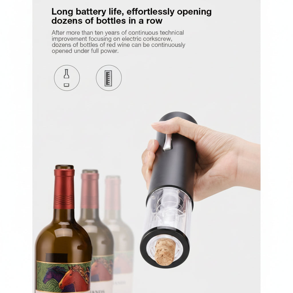 Sacacorchos Eléctrico Automático para Vino Negro o Rojo