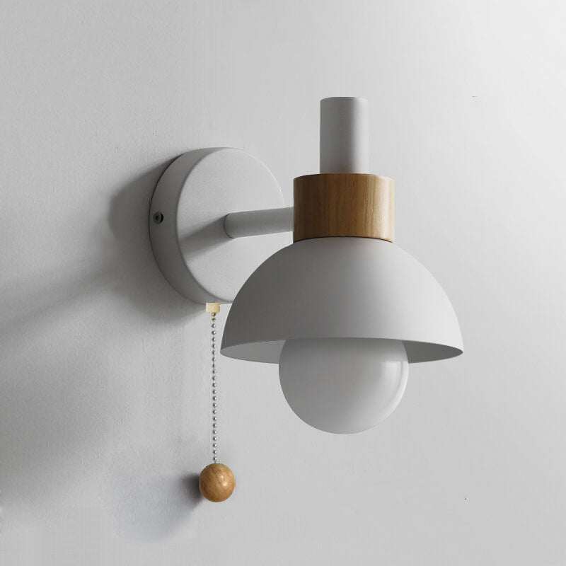 Aplique de Pared Nórdico con Madera e Interruptor de Cordón