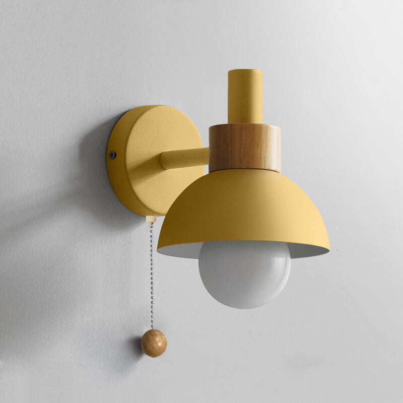 Aplique de Pared Nórdico con Madera e Interruptor de Cordón