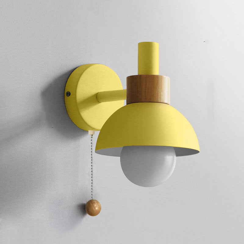 Aplique de Pared Nórdico con Madera e Interruptor de Cordón
