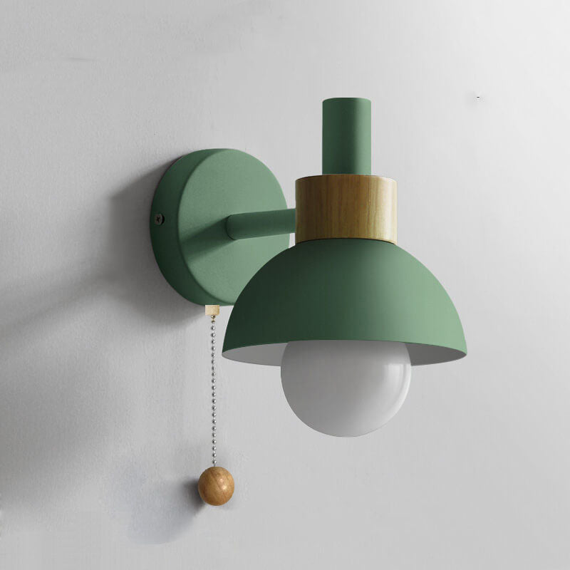 Aplique de Pared Nórdico con Madera e Interruptor de Cordón